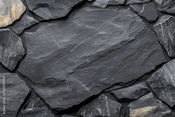 Fototapeta Black slate stone texture background forming an abstract pattern