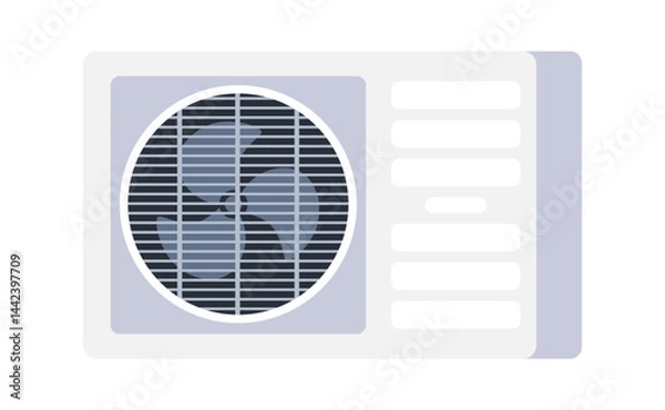 Obraz Air Conditioner Unit Cooling System Displaying Rotating Fan and Ventilation Grill