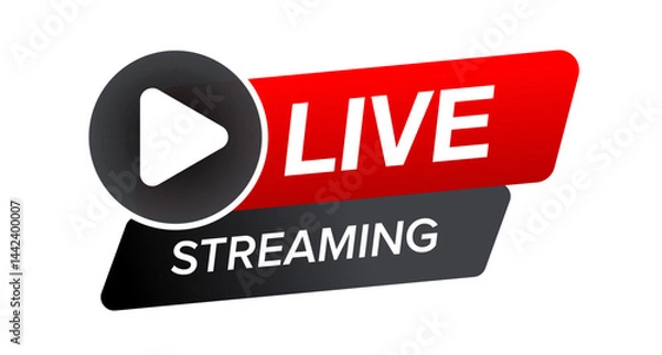 Obraz Live Streaming Button Showing Play Icon for Broadcasting or Webcast