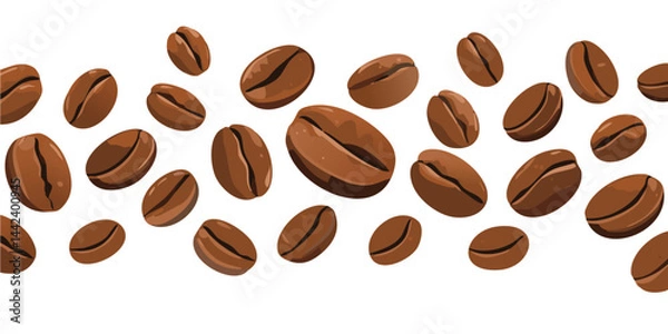 Fototapeta flying coffee beans on white background vector graphic design