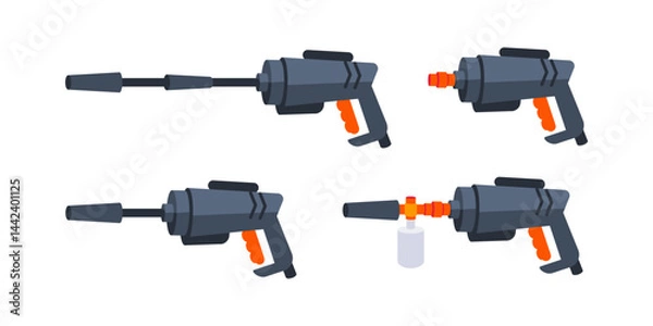 Obraz Four pressure washer spray guns isolated on white background