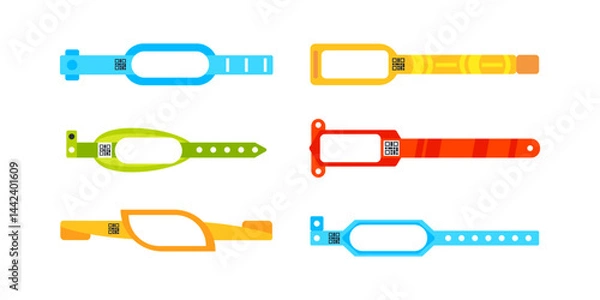Obraz Colorful wristbands showing qr codes for access control