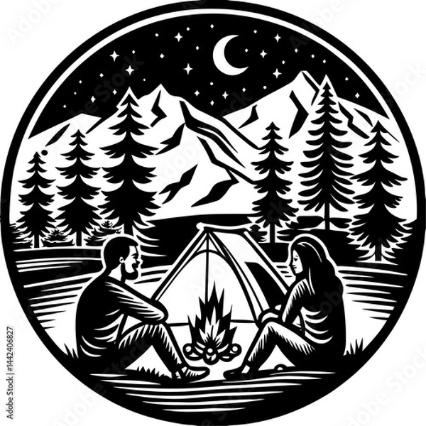 Fototapeta vector illustration of a pine tree
