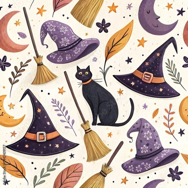 Fototapeta seamless pattern with cats