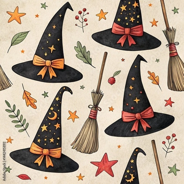 Fototapeta seamless pattern with halloween elements