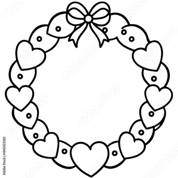 Fototapeta Romantic Door Wreath Outline Design