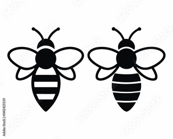 Fototapeta Honey bee icon vector silhouette illustration isolated on white background