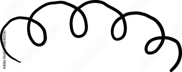 Fototapeta Spiral metal coil wire doodle hand drawn bounce steel curve line spring. Set vape metallic flexible coils. Steel motor spiral . 