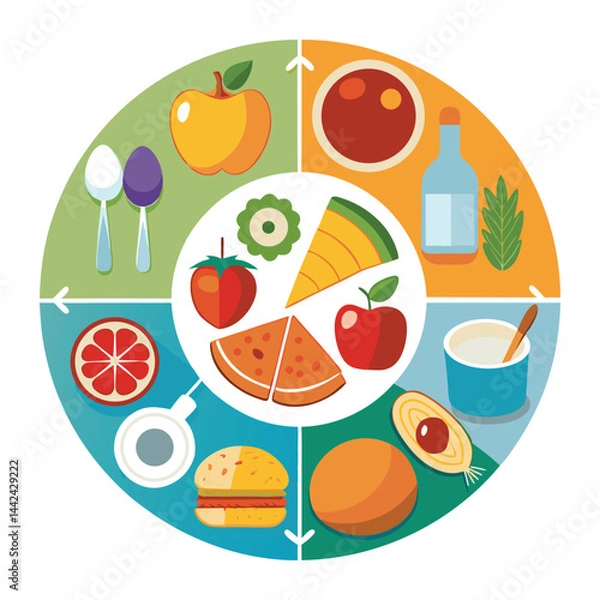 Obraz Colorful Dietary Food Guide Wheel Illustration