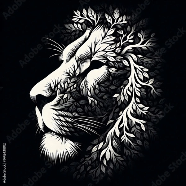 Obraz Jungle Lion Negative Space Art