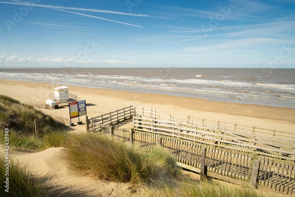 Obraz Lifeguard station on the huge sandy beach at Formby, Merseyside, England,UK