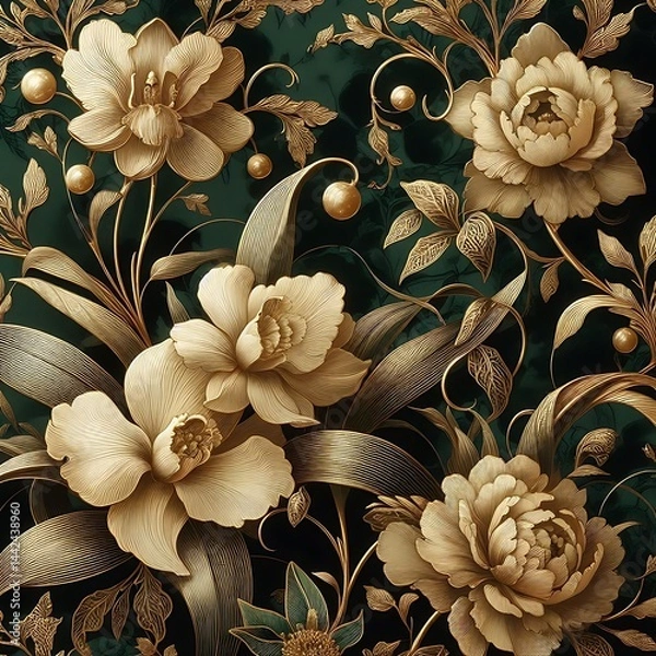 Obraz Luxury Orchid and Peony Pattern