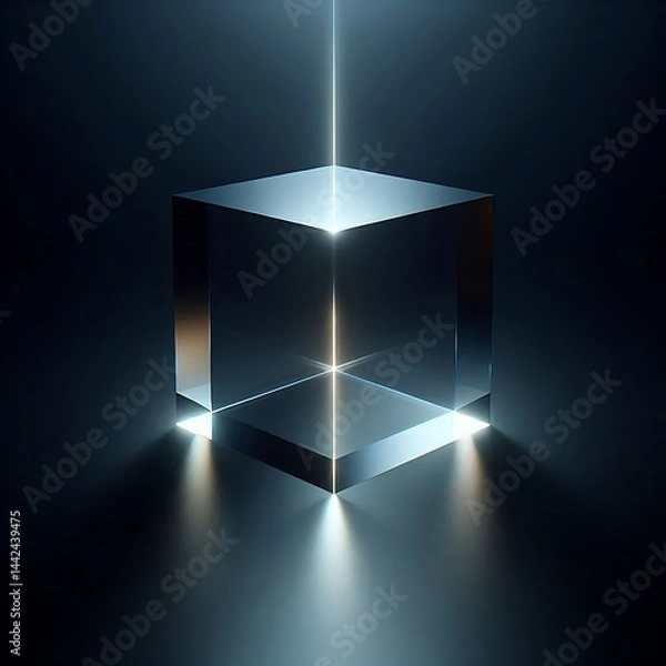 Fototapeta Glass Cube with Light Reflection