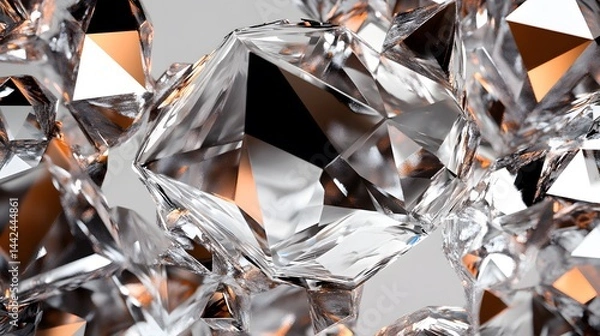 Fototapeta Abstract Crystalline Structure: Sparkling Diamond Facets