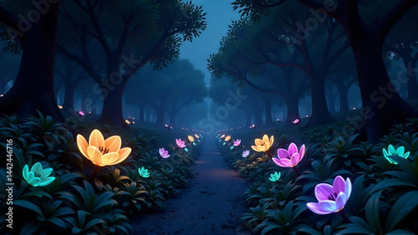 Obraz Avatar-Inspired Bioluminescent Jungle Pathway