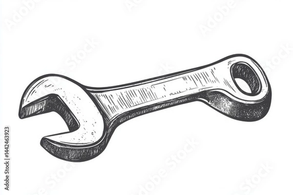Fototapeta The image of an isolated steel wrench spanner is provided in PNG format with a transparent background