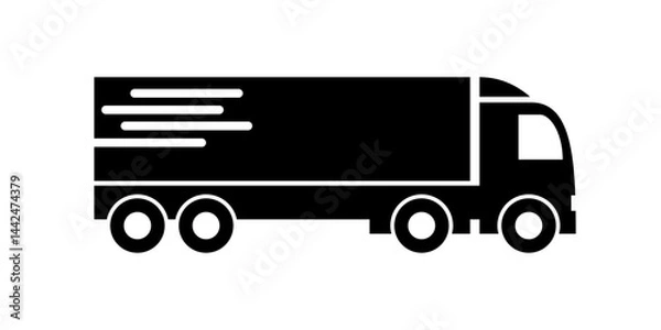 Obraz Delivery truck flat icon for apps and websites. Design of truck car express delivery service. Vehicle silhouette icon. Vector illustration