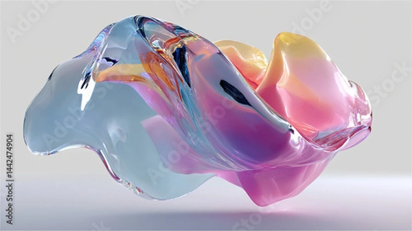 Obraz A modern digital artwork showcasing futuristic soft liquid form in pastel colors, ideal for creative, commercial, or editorial purposes.