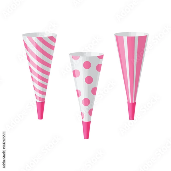 Fototapeta Pipe horn for parties. Colorful horns and pipes for parties. A festive accessory. Party supplies. Vector illustration