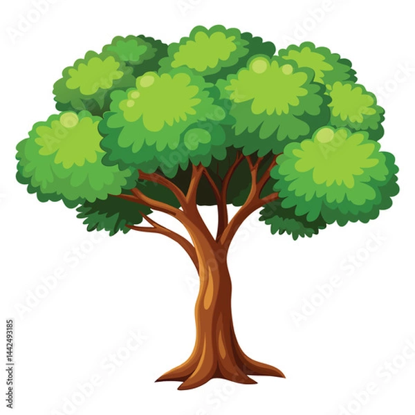 Obraz Realistic Tree Vector Illustration With Green Leaf