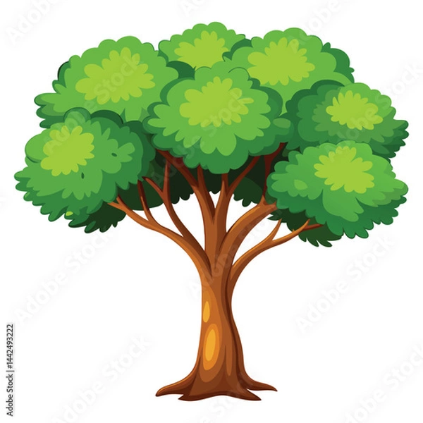 Obraz Realistic Tree Vector Illustration With Green Leaf