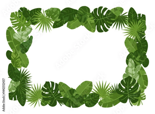 Obraz 緑葉の美しい額縁 鮮やか自然デザイン