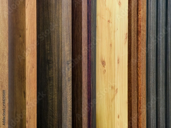 Obraz Various types of wooden planks displayed in a showroom for interior design projects