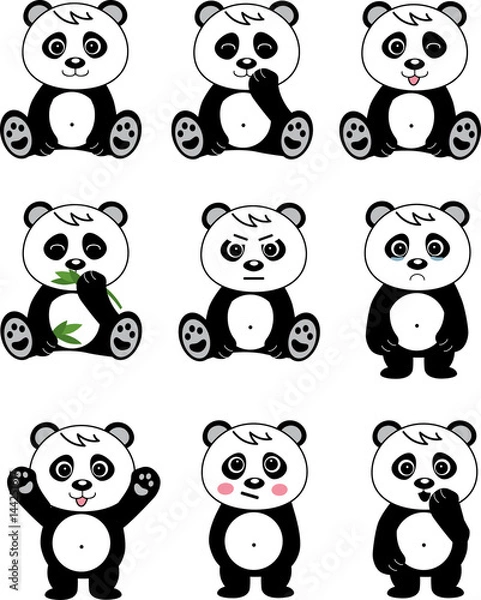 Obraz Cute panda set emotions