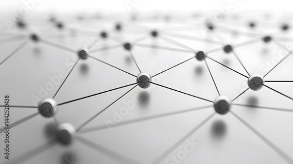 Fototapeta Abstract Network Connection: Nodes and Lines in 3D