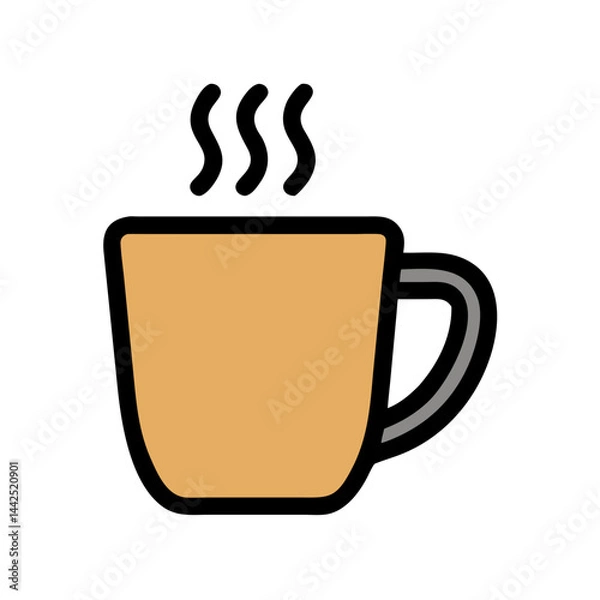 Fototapeta Simple teal mug icon, perfect for branding or design assets. A flat, vector illustration of a teal-colored mug.