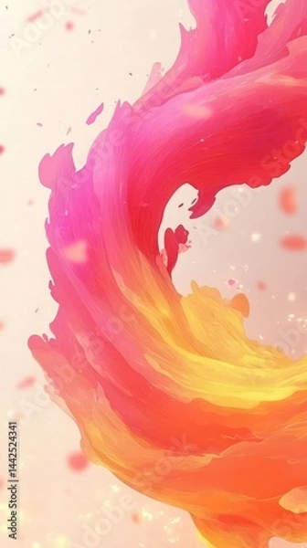 Fototapeta A vibrant swirl of pink and orange hues, creating an abstract, dynamic visual effect.