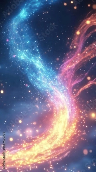 Fototapeta A vibrant swirl of cosmic colors, representing energy and creativity in a starry backdrop.