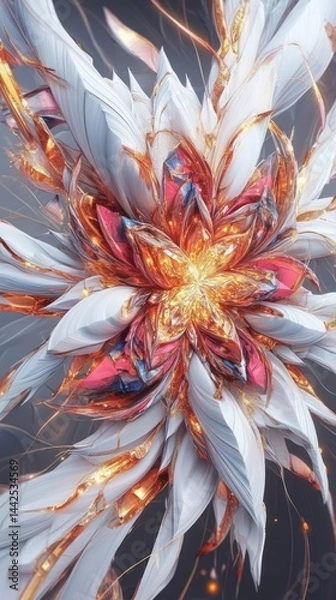 Fototapeta A vibrant abstract design featuring intricate floral shapes and glowing elements.
