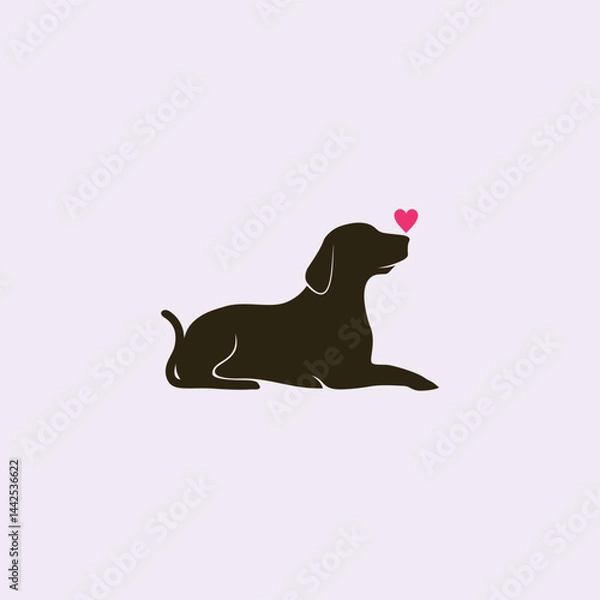 Fototapeta Sitting dog design with heart icon on nose