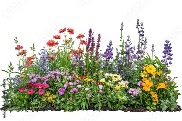 Obraz Isolated Border of colorful wildflowers