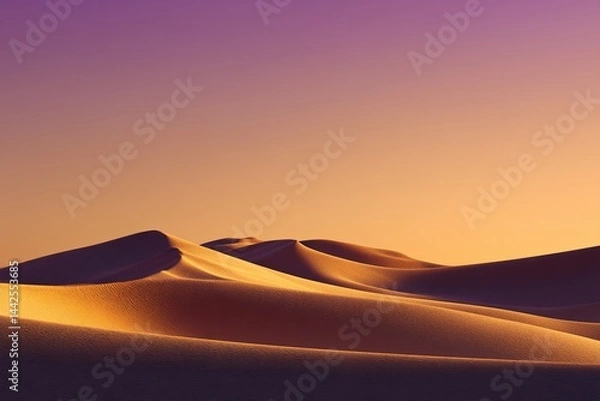 Fototapeta Warm desert landscape featuring gently sloping sand dunes under a gradient sky.