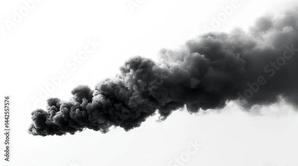 Obraz Isolated black smoke cloud effect on white background for compositing and design elements stock image