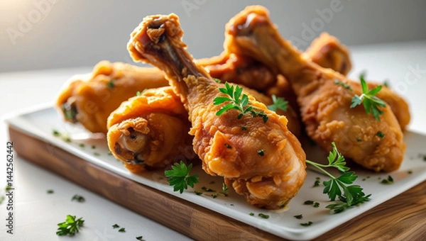 Fototapeta Barbecue Chicken Wings – Juicy Grilled Appetizer with Smoky Flavor (Selective Focus)