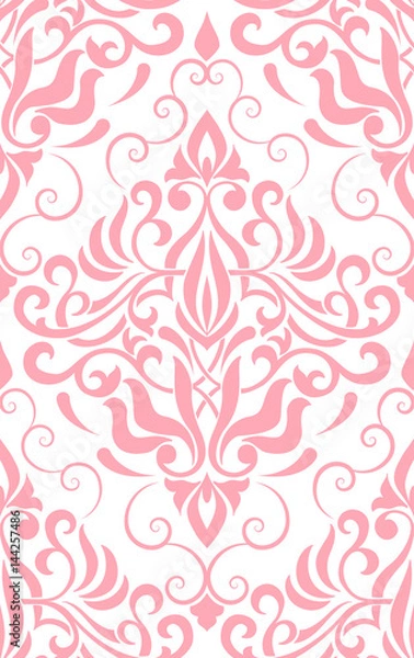 Fototapeta Vector damask seamless pattern element. Classical luxury old fashioned damask ornament, royal victorian seamless texture for wallpapers, textile, wrapping. Exquisite floral baroque template.