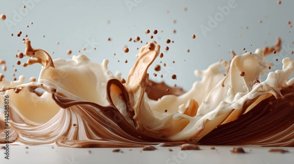 Fototapeta Rich Chocolate Meets Cold Milk: A Perfect Fusion