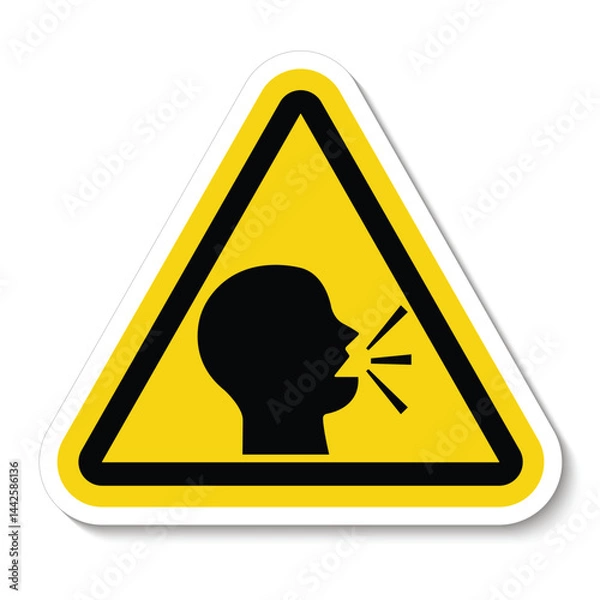 Fototapeta Caution Sign Featuring Head with Open Mouth Symbol for Warnings