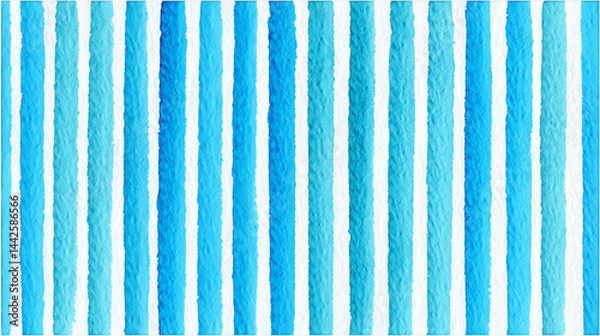 Fototapeta Gentle Flow: 25 Light Blue Vertical Stripes in Watercolor on Damp Paper