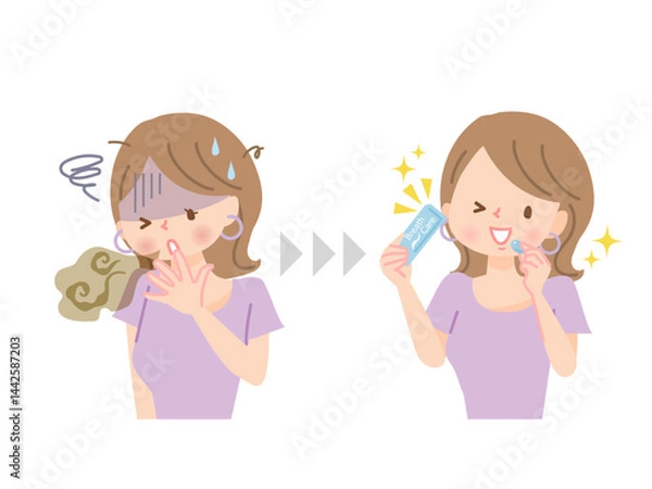 Obraz 口臭の悩みビフォーアフターの女性