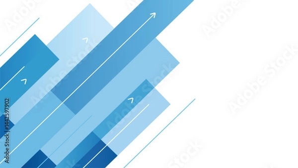 Fototapeta  Abstract blue arrows and rectangles on white background.
