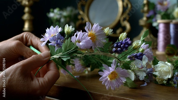 Fototapeta Making Floral Summer Headbands