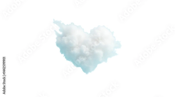 Fototapeta A Soft, Fluffy Heart-Shaped Cloud Floating in the Middle of a Pale Blue Sky