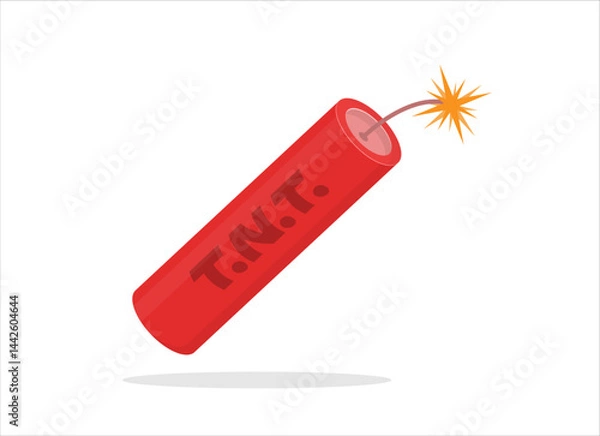Fototapeta Dynamite with burning wick Vector illustration