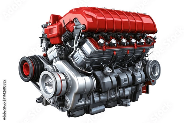 Obraz Isolated Complex Red Car Engine
