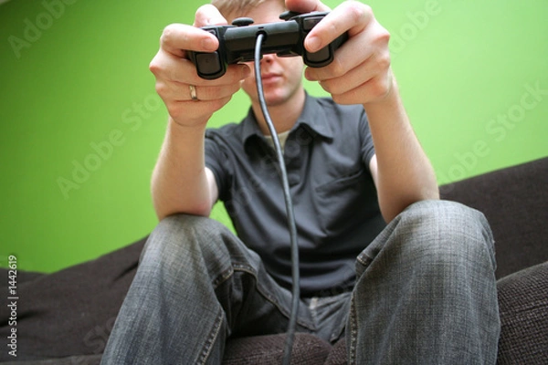 Obraz man on couch playing video games