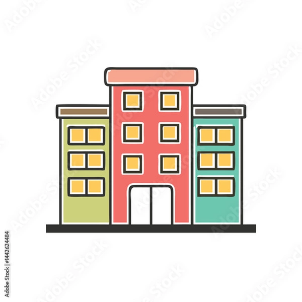 Fototapeta apartment office building on white background for web and graphic design